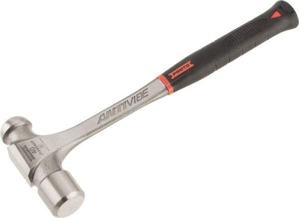 Proto - 2-1/2 Lb Head Steel Ball Pein Hammer - 15.24" Steel Handle with Grip, 1.72" Face Diam, 15-1/4" OAL, AntiVibe, Molded Textured Rubber Grip - Best Tool & Supply