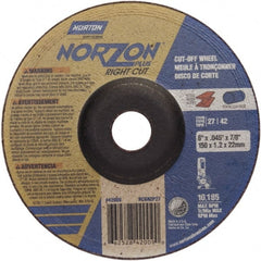 Norton - 46 Grit, 6" Wheel Diam, 7/8" Arbor Hole, Type 27 Depressed Center Wheel - Best Tool & Supply