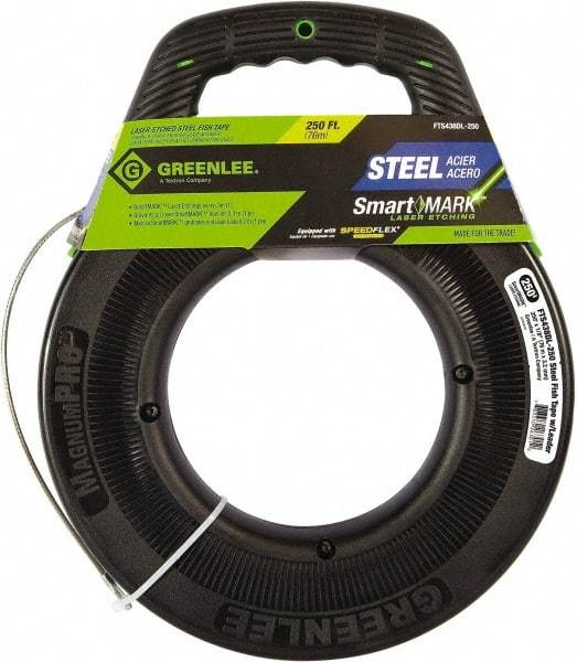 Greenlee - 250 Ft. Long x 1/8 Inch Wide, Steel Fish Tape - Includes Case - Best Tool & Supply