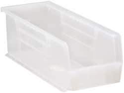 Quantum Storage - 50 Lb. Load Capacity, 14-3/4" Deep, Clear Polypropylene Hopper Stacking Bin - 5" High x 5-1/2" Wide x 14-3/4" Long - Best Tool & Supply