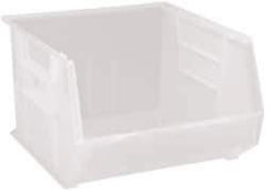 Quantum Storage - 75 Lb. Load Capacity, 18" Deep, Clear Polypropylene Hopper Stacking Bin - 11" High x 16-1/2" Wide x 18" Long - Best Tool & Supply