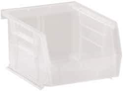 Quantum Storage - 10 Lb. Load Capacity, 5-3/8" Deep, Clear Polypropylene Hopper Stacking Bin - 3" High x 4-1/8" Wide x 5-3/8" Long - Best Tool & Supply