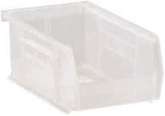 Quantum Storage - 10 Lb. Load Capacity, 7-3/8" Deep, Clear Polypropylene Hopper Stacking Bin - 3" High x 4-1/8" Wide x 7-3/8" Long - Best Tool & Supply