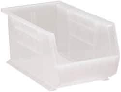 Quantum Storage - 60 Lb. Load Capacity, 14-3/4" Deep, Clear Polypropylene Hopper Stacking Bin - 7" High x 8-1/4" Wide x 14-3/4" Long - Best Tool & Supply