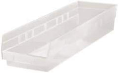 Quantum Storage - 50 Lb. Load Capacity, 23-5/8" Deep, Clear Polypropylene Hopper Shelf Bin - 4" High x 6-5/8" Wide x 23-5/8" Long - Best Tool & Supply