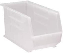 Quantum Storage - 60 Lb. Load Capacity, 18" Deep, Clear Polypropylene Hopper Stacking Bin - 9" High x 8-1/4" Wide x 18" Long - Best Tool & Supply