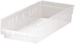 Quantum Storage - 40 Lb. Load Capacity, 17-7/8" Deep, Clear Polypropylene Hopper Shelf Bin - 4" High x 8-3/8" Wide x 17-7/8" Long - Best Tool & Supply