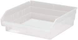 Quantum Storage - 30 Lb. Load Capacity, 11-5/8" Deep, Clear Polypropylene Hopper Shelf Bin - 4" High x 11-1/8" Wide x 11-5/8" Long - Best Tool & Supply