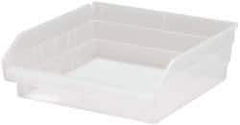 Quantum Storage - 30 Lb. Load Capacity, 11-5/8" Deep, Clear Polypropylene Hopper Shelf Bin - 4" High x 11-1/8" Wide x 11-5/8" Long - Best Tool & Supply