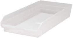 Quantum Storage - 50 Lb. Load Capacity, 23-5/8" Deep, Clear Polypropylene Hopper Shelf Bin - 4" High x 11-1/8" Wide x 23-5/8" Long - Best Tool & Supply