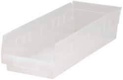 Quantum Storage - 40 Lb. Load Capacity, 17-7/8" Deep, Clear Polypropylene Hopper Shelf Bin - 4" High x 6-5/8" Wide x 17-7/8" Long - Best Tool & Supply