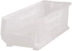 Quantum Storage - 125 Lb. Load Capacity, 23-7/8" Deep, Clear Polypropylene Hopper Stacking Bin - 9" High x 8-1/4" Wide x 23-7/8" Long - Best Tool & Supply