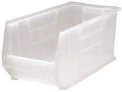 Quantum Storage - 125 Lb. Load Capacity, 23-7/8" Deep, Clear Polypropylene Hopper Stacking Bin - 10" High x 11" Wide x 23-7/8" Long - Best Tool & Supply