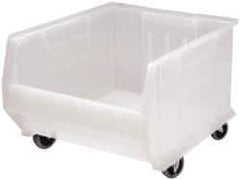 Quantum Storage - 125 Lb. Load Capacity, 23-7/8" Deep, Clear Polypropylene Hopper Stacking Bin - 11" High x 16-1/2" Wide x 23-7/8" Long - Best Tool & Supply