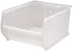 Quantum Storage - 125 Lb. Load Capacity, 23-7/8" Deep, Clear Polypropylene Hopper Stacking Bin - 12" High x 18-1/4" Wide x 23-7/8" Long - Best Tool & Supply