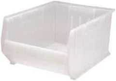 Quantum Storage - 125 Lb. Load Capacity, 23-7/8" Deep, Clear Polypropylene Hopper Stacking Bin - 12" High x 18-1/4" Wide x 23-7/8" Long - Best Tool & Supply