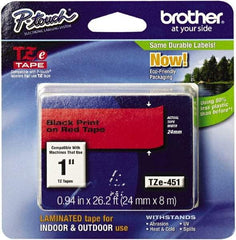 Brother - 1" Wide, Red Tape Cassette - For Label Maker - Best Tool & Supply