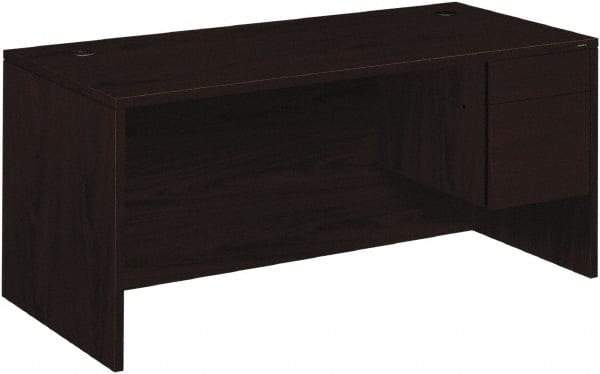 Hon - Woodgrain Laminate Right Pedestal Desk - 66" Wide x 30" Deep x 29-1/2" High, Mahogany - Best Tool & Supply