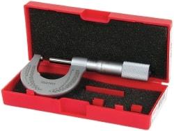 Starrett - Mechanical, 0 to 1 Inch Measurement, Satin Chrome Finish Carbide Face Ball Anvil Micrometer - 0.001 Inch Graduation - Best Tool & Supply