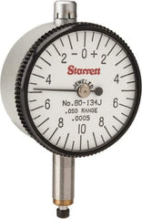 Starrett - 0.05" Range, 0-10-0 Dial Reading, 0.0005" Graduation Dial Drop Indicator - 1-1/4" Dial, 0.02" Range per Revolution - Best Tool & Supply