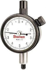 Starrett - 0.025" Range, 0-5-0 Dial Reading, 0.0001" Graduation Dial Drop Indicator - 1-11/16" Dial, 0.01" Range per Revolution - Best Tool & Supply