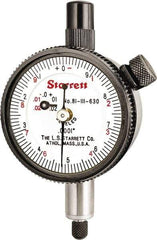 Starrett - 0.025" Range, 0-10 (Continuous), 0-5-0 (Balanced) Dial Reading, 0.0001" Graduation Dial Drop Indicator - 1-11/16" Dial, 0.01" Range per Revolution, Revolution Counter - Best Tool & Supply