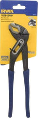 Irwin - 10" OAL, 2" Max Capacity, 7 Position Water Pump Tongue & Groove Pliers - Serrated V-Jaws, Curved Head, Dipped Vinyl Handles - Best Tool & Supply