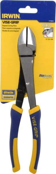 Irwin - 10" OAL, 14 AWG Capacity, Semi-Flush Diagonal Cutter - 1-7/16" Jaw Length x 1-3/16" Jaw Width, Oval Head, ProTouch Handle - Best Tool & Supply