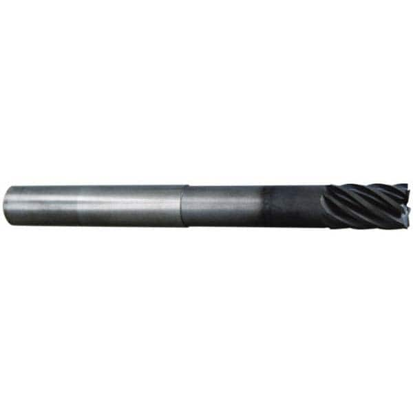 Corner Radius End Mill: 5/8″ Dia, 3/4″ LOC, 0.03″ Radius, 7 Flutes, Solid Carbide 6″ OAL, 5/8″ Shank Dia, 38 ° Helix, AlTiN Coated, Corner Radius End, Centercutting