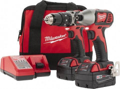 Milwaukee Tool - 18 Volt Cordless Tool Combination Kit - Includes 1/2" Hammer Drill & 1/4" Hex Compact Impact Driver, 2 Lithium-Ion Batteries Included - Best Tool & Supply