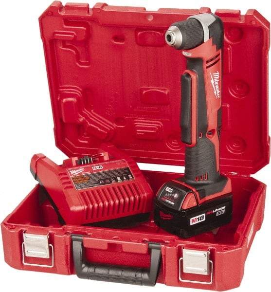 Milwaukee Tool - 18 Volt 3/8" Chuck Right Angle Handle Cordless Drill - 0-1500 RPM, Keyless Chuck, Reversible, 1 Lithium-Ion Battery Included - Best Tool & Supply