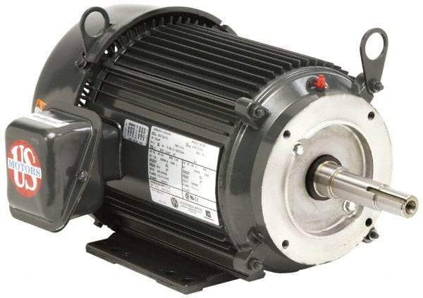 US Motors - 1/3 hp, TEFC Enclosure, No Thermal Protection, 3,500 RPM, 208-230/460 Volt, 60 Hz, Three Phase Standard Efficient Motor - Size 56 Frame, C-Face Mount, 1 Speed, Ball Bearings, 1.5-1.4/0.7 Full Load Amps, F Class Insulation, Reversible - Best Tool & Supply