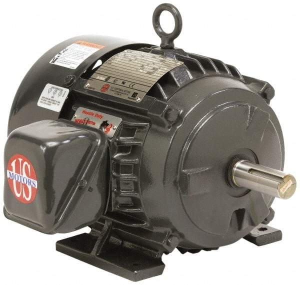 US Motors - 75 hp, TEFC Enclosure, No Thermal Protection, 1,190 RPM, 575 Volt, 60 Hz, Three Phase Energy Efficient Motor - Size 405 Frame, Rigid Mount, 1 Speed, Ball Bearings, 71 Full Load Amps, F Class Insulation, Reversible - Best Tool & Supply