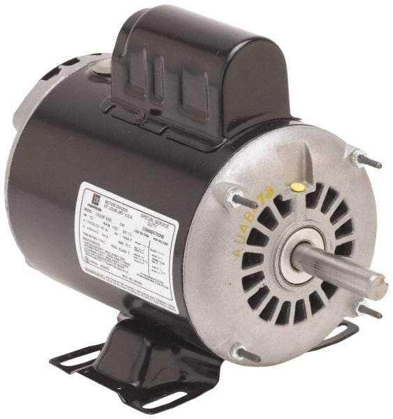 US Motors - 5 hp, ODP Enclosure, No Thermal Protection, 1,740 RPM, 230 Volt, 60 Hz, Single Phase Permanent Split Capacitor (PSC) Motor - Size 213T Frame, Rigid Mount, 1 Speed, Ball Bearings, 22 Full Load Amps, F Class Insulation - Best Tool & Supply