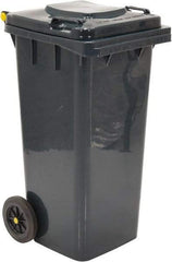 Vestil - 32 Gal Gray Square Trash Can - Polyethylene, None Graphic, 38" High x 21-13/16" Long x 18-3/4" Wide, Lid Included - Best Tool & Supply