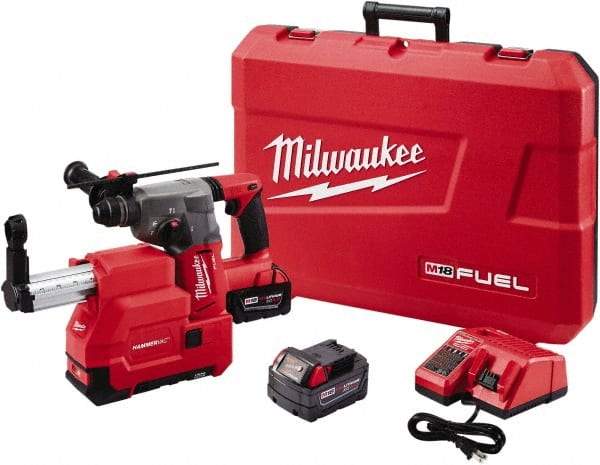 Milwaukee Tool - 18 Volt 1-1/8" SDS Plus Chuck Cordless Rotary Hammer - 0 to 5,000 BPM, 0 to 1,300 RPM, Reversible - Best Tool & Supply