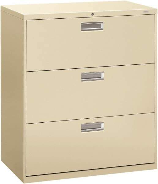 Hon - 36" Wide x 40.88" High x 19-1/4" Deep, 3 Drawer Lateral File - Steel, Putty - Best Tool & Supply