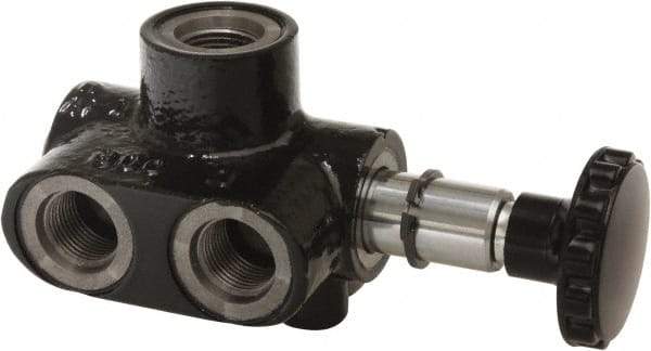 Parker - 10 GPM 1/2 Inlet Cast Iron Hydraulic Control Valve - 3/4-16 Thread, 3,000 psi, 2-3/4" Wide x 5.54" Long - Best Tool & Supply