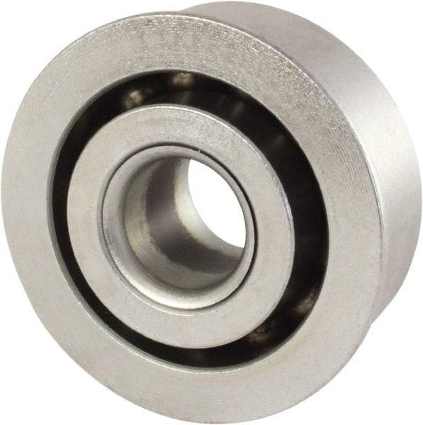 Nice - 5/16" Bore Diam, 7/8" OD, Open Unground Full Complement Radial Ball Bearing - 5/16" Wide, With Flange, 1 Row, Round Bore, 425 Lb Dynamic Capacity - Best Tool & Supply