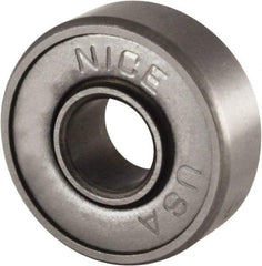 Nice - 3/16" Bore Diam, 11/16" OD, Double Shield Semi Ground Extra Light Radial Ball Bearing - 1/4" Wide, 1 Row, Round Bore, 170 Lb Static Capacity, 255 Lb Dynamic Capacity - Best Tool & Supply