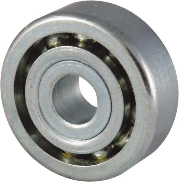 Nice - 1/4" Bore Diam, 7/8" OD, Open Unground Full Complement Radial Ball Bearing - 1/4" Wide, 1 Row, Round Bore, 403 Lb Dynamic Capacity - Best Tool & Supply