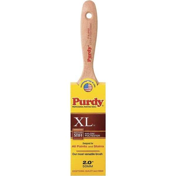 Purdy - 2" Flat Synthetic Trim Brush - 2-11/16" Bristle Length, 2-11/16" Wood Beavertail Handle - Best Tool & Supply