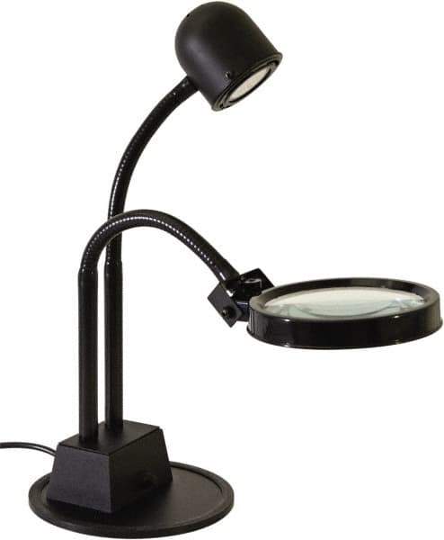 Electrix - 7 Volt, LED, Machine Light - Weighted for Desk, 7 Ft. Cord, 1.75x Magnification, 5 Inch Light Diameter, Black - Best Tool & Supply