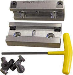 CarveSmart - 3/4" Jaw Width, 1.685" Jaw Height, 3/4" Jaw Thickness, Quick Change Jaw System Vise Jaw Sets - Steel, Bolt-On, 2 Jaws, Semi-Hard Jaws - Best Tool & Supply