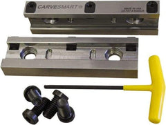 CarveSmart - 3/4" Jaw Width, 1.685" Jaw Height, 3/4" Jaw Thickness, Quick Change Jaw System Vise Jaw Sets - Steel, Bolt-On, 2 Jaws, Semi-Hard Jaws - Best Tool & Supply