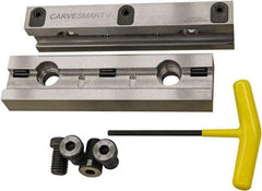 CarveSmart - 1" Jaw Width, 1.99" Jaw Height, 1" Jaw Thickness, Quick Change Jaw System Vise Jaw Sets - Steel, Bolt-On, 2 Jaws, Semi-Hard Jaws - Best Tool & Supply