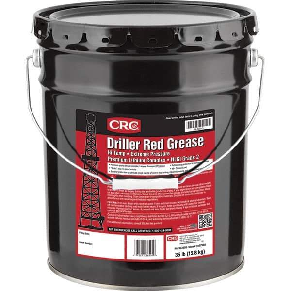 CRC - 35 Lb Pail Lithium Extreme Pressure Grease - Red, Extreme Pressure & High Temperature, 400°F Max Temp, NLGIG 2, - Best Tool & Supply