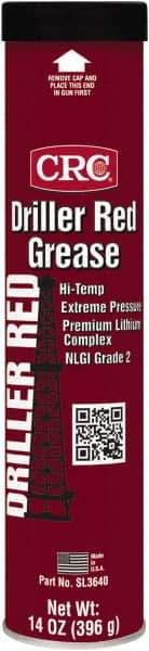 CRC - 14 oz Cartridge Lithium Extreme Pressure Grease - Red, Extreme Pressure & High Temperature, 400°F Max Temp, NLGIG 2, - Best Tool & Supply