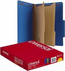 UNIVERSAL - 8-1/2 x 11", Letter Size, Cobalt Blue, Classification Folders with Top Tab Fastener - 25 Point Stock, Right of Center Tab Cut Location - Best Tool & Supply