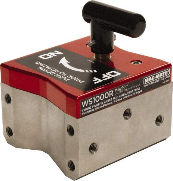 Mag-Mate - 4" Wide x 4-1/2" Deep x 3" High Rare Earth Magnetic Welding & Fabrication Square - 3/8-16 Hole Thread, 1000 Lb Average Pull Force - Best Tool & Supply